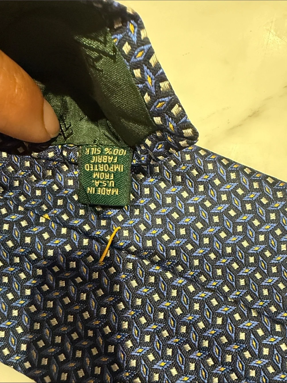 Ralph Lauren Lauren Men's Navy Micro-Pattern Silk Tie made in USA